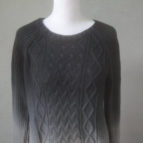 Michael Kors Sweater Women's Large Gray Black Ombre Cable Cotton - Picture 2 of 6
